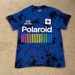 Polaroid Blue & Black Tie Dye Graphic Tee